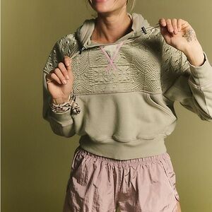 Free People FP Movement Diamond Mind Pullover Hoodie Sweatshirt Small Green